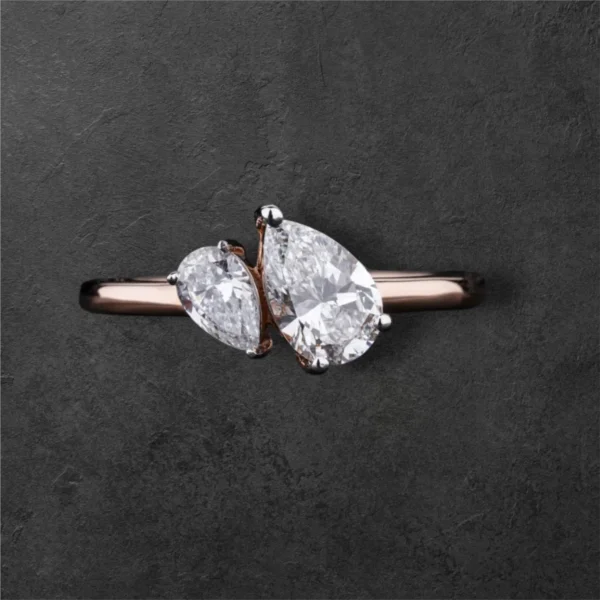 Toi Et Moi Double Pear Engagement Ring