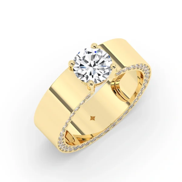 Round Solitaire Mens Ring With Hidden Diamond - Image 6