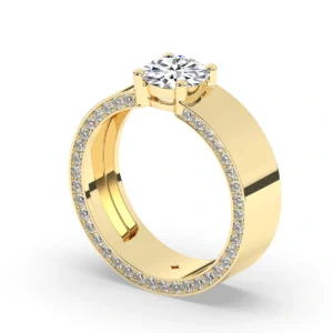 Round Solitaire Mens Ring With Hidden Diamond