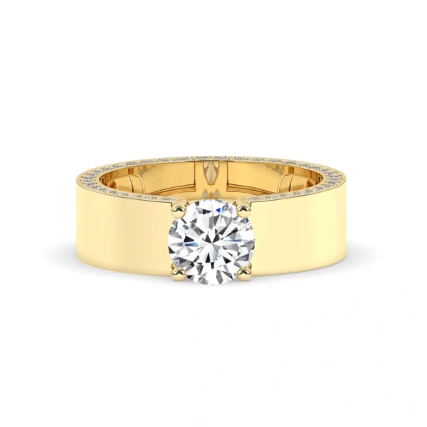 Round Solitaire Mens Ring With Hidden Diamond - Image 5