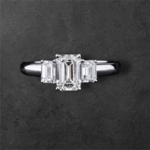 3 Stone Emerald Cut Diamond Ring