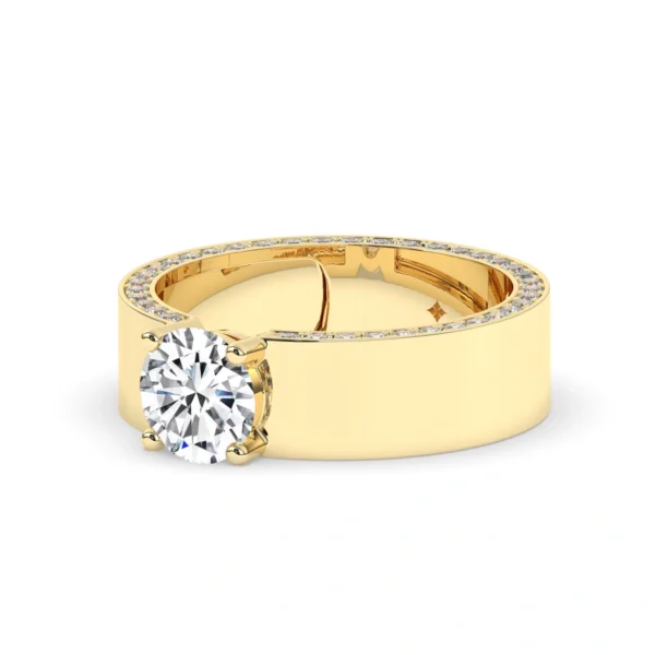 Round Solitaire Mens Ring With Hidden Diamond - Image 3
