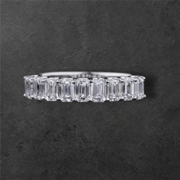 Emerald Cut Half Eternity Band