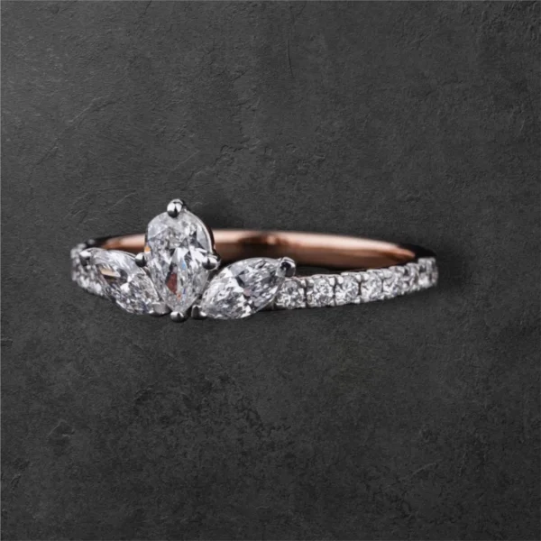 Marquise Trilogy Ring With Side Diamonds - Image 2