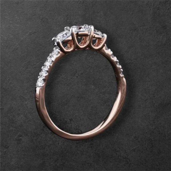 Round Trilogy Ring With Side Diamonds - Image 2