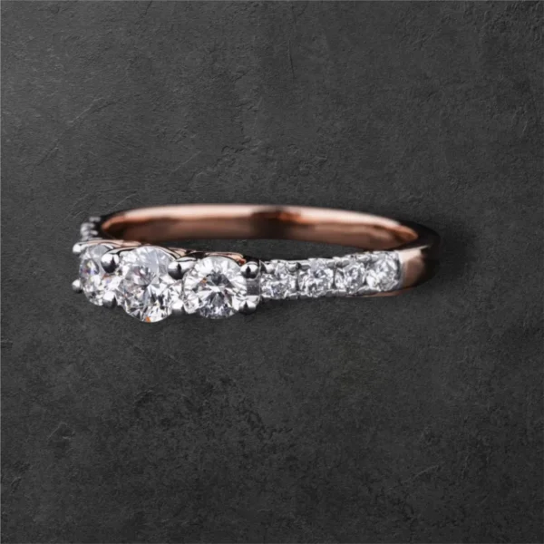 Round Trilogy Ring With Side Diamonds - Image 3