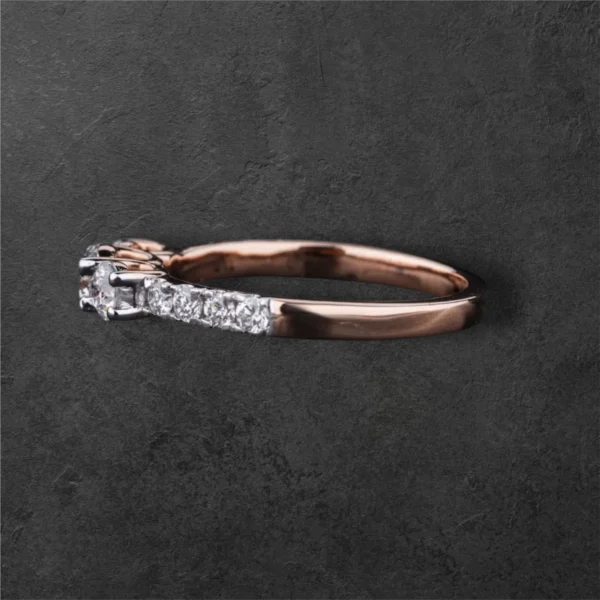 Round Trilogy Ring With Side Diamonds - Image 4