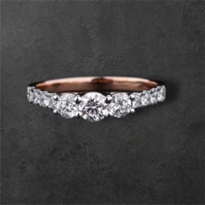 Round Trilogy Ring With Side Diamonds